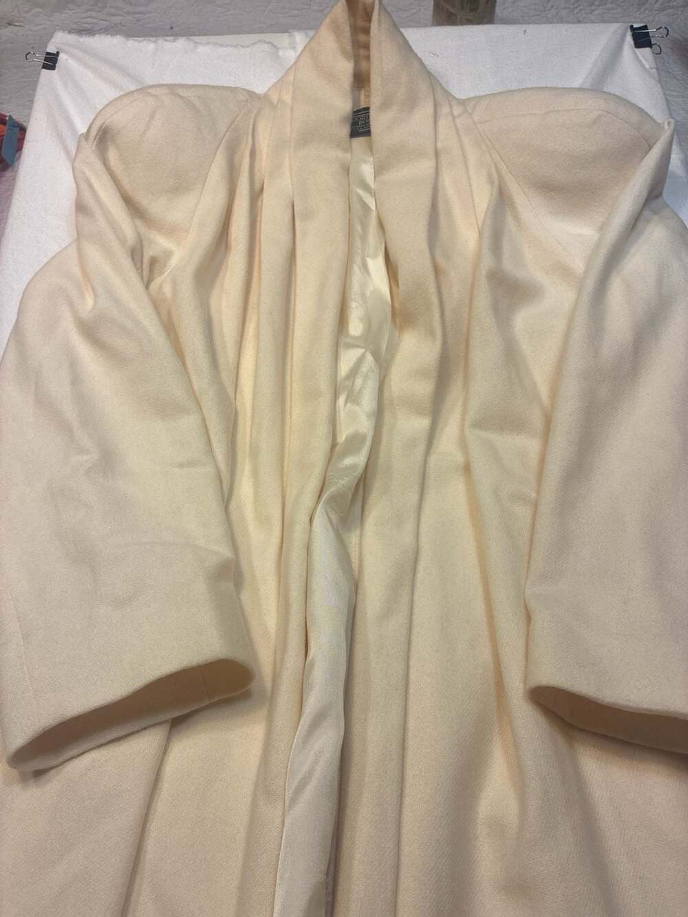 Portrait Petite 100% Pure Wool Shawl Collar Cream Long Coat